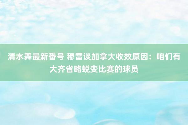 清水舞最新番号 穆雷谈加拿大收效原因：咱们有大齐省略蜕变比赛的球员