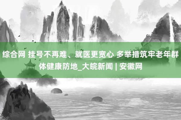 综合网 挂号不再难、就医更宽心 多举措筑牢老年群体健康防地_大皖新闻 | 安徽网