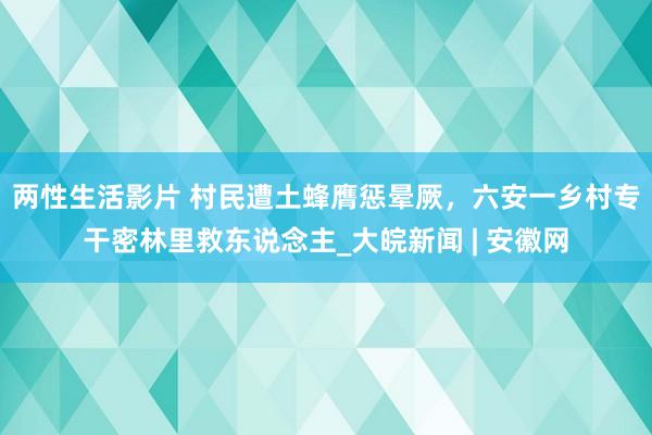 两性生活影片 村民遭土蜂膺惩晕厥，六安一乡村专干密林里救东说念主_大皖新闻 | 安徽网