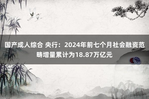 国产成人综合 央行：2024年前七个月社会融资范畴增量累计为18.87万亿元