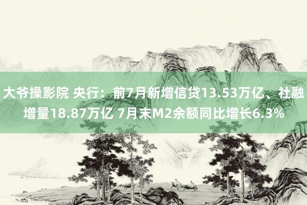 大爷操影院 央行：前7月新增信贷13.53万亿、社融增量18.87万亿 7月末M2余额同比增长6.3%