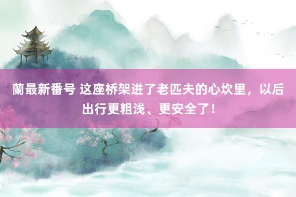 蘭最新番号 这座桥架进了老匹夫的心坎里，以后出行更粗浅、更安全了！