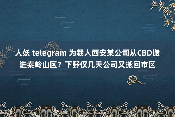 人妖 telegram 为裁人西安某公司从CBD搬进秦岭山区？下野仅几天公司又搬回市区