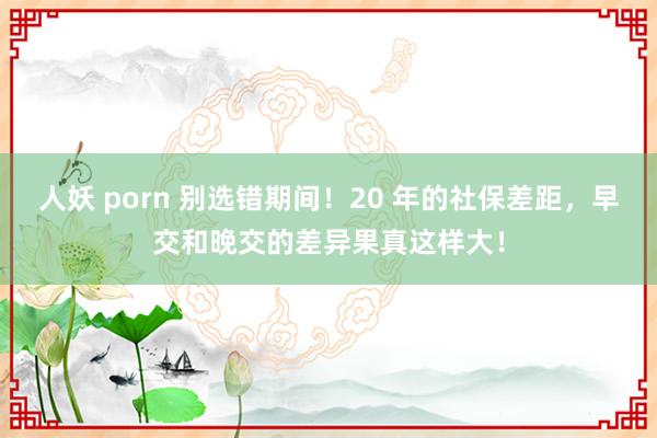 人妖 porn 别选错期间！20 年的社保差距，早交和晚交的差异果真这样大！