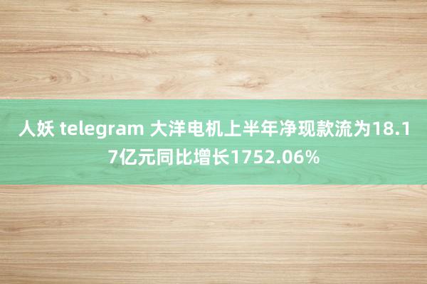 人妖 telegram 大洋电机上半年净现款流为18.17亿元同比增长1752.06%