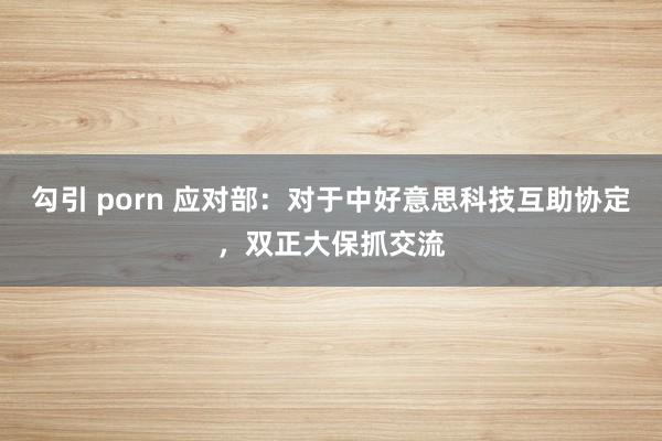 勾引 porn 应对部：对于中好意思科技互助协定，双正大保抓交流