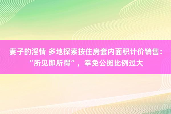 妻子的淫情 多地探索按住房套内面积计价销售：“所见即所得”，幸免公摊比例过大