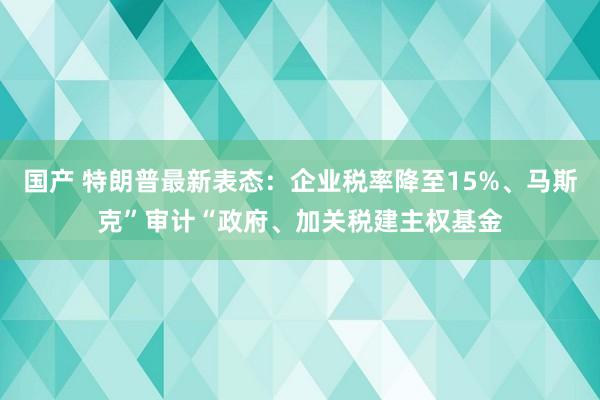 国产 特朗普最新表态：企业税率降至15%、马斯克”审计“政府、加关税建主权基金